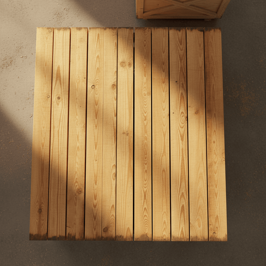 Industrial-grade pine boards with protective treatment