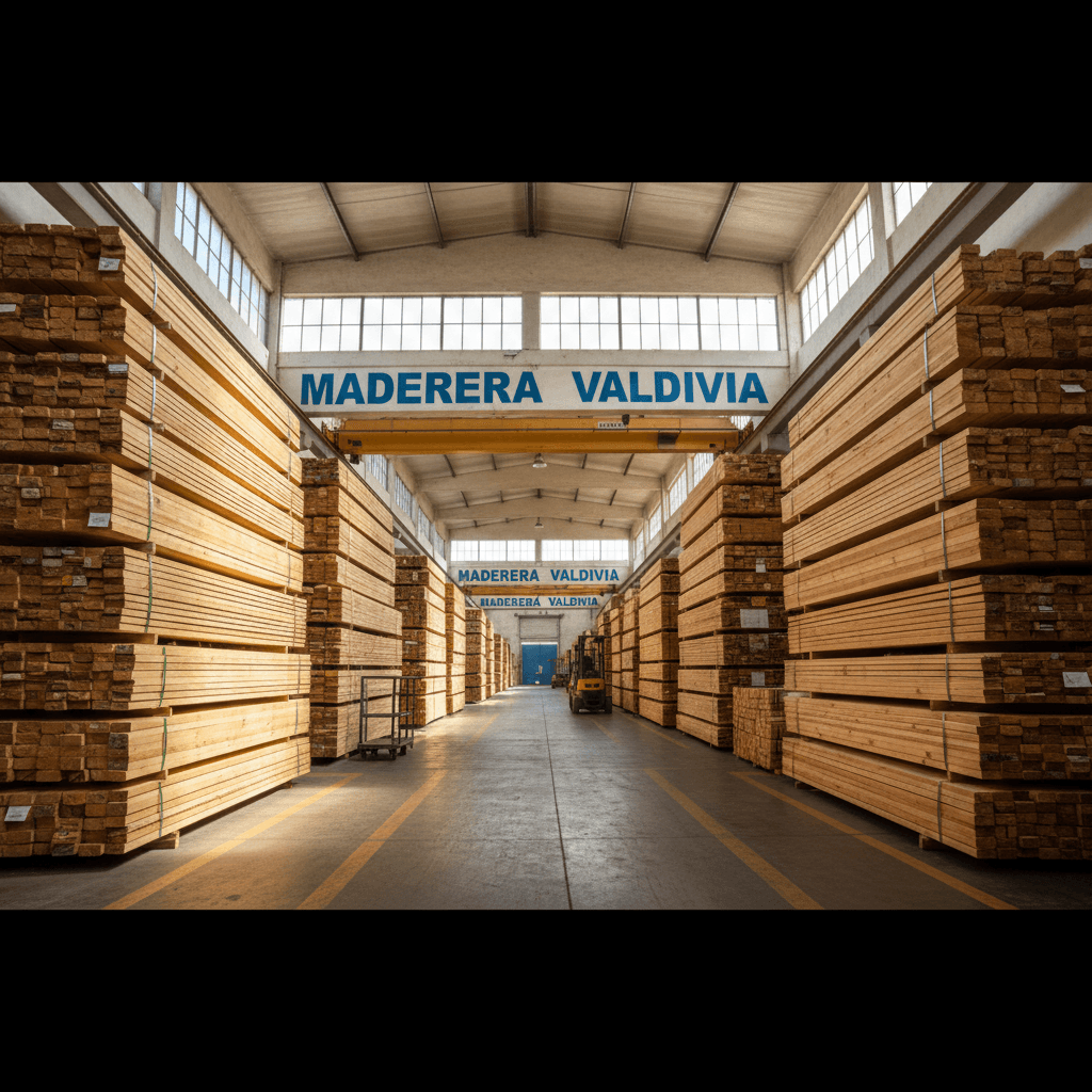 Organized inventory of treated pine beams and boards in Santa Rosa warehouse
