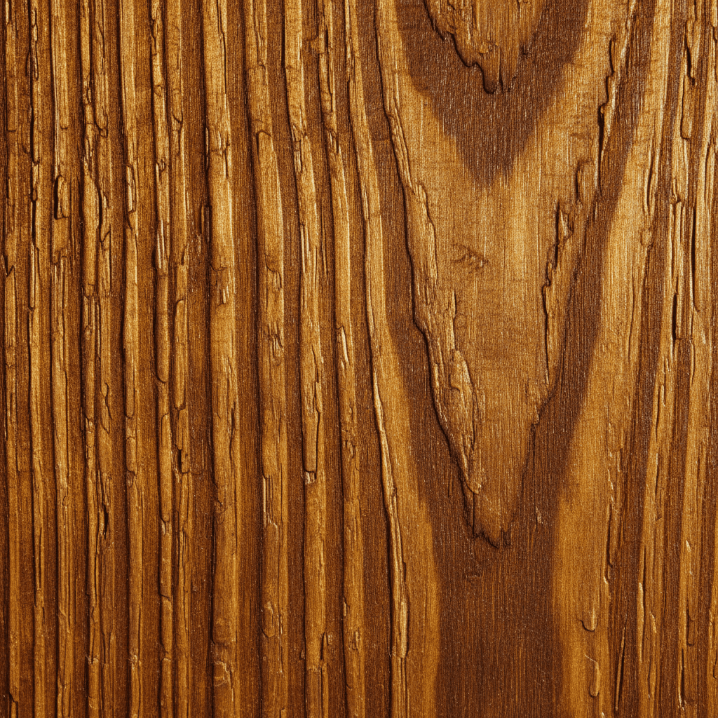 Autoclave-treated pine wood close-up showing deep grain and treatment saturation